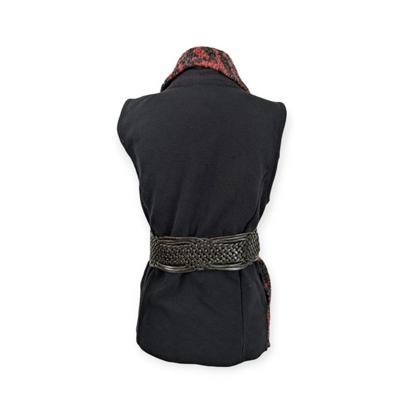 Dolan Left Coast Red & Gray Sherpa Knit Patterned Vest ~ Anthropologie - Picture 4 of 8